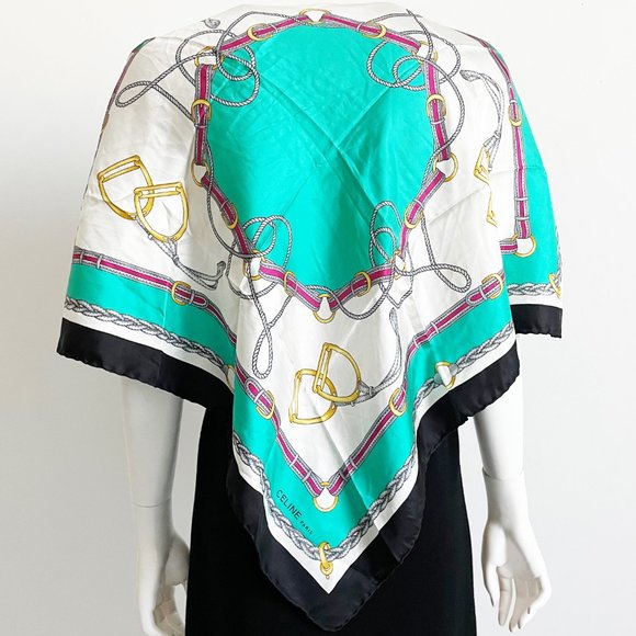 Celine Paris Scarf Silk Equestrian 26” Vintage - Picture 2 of 6